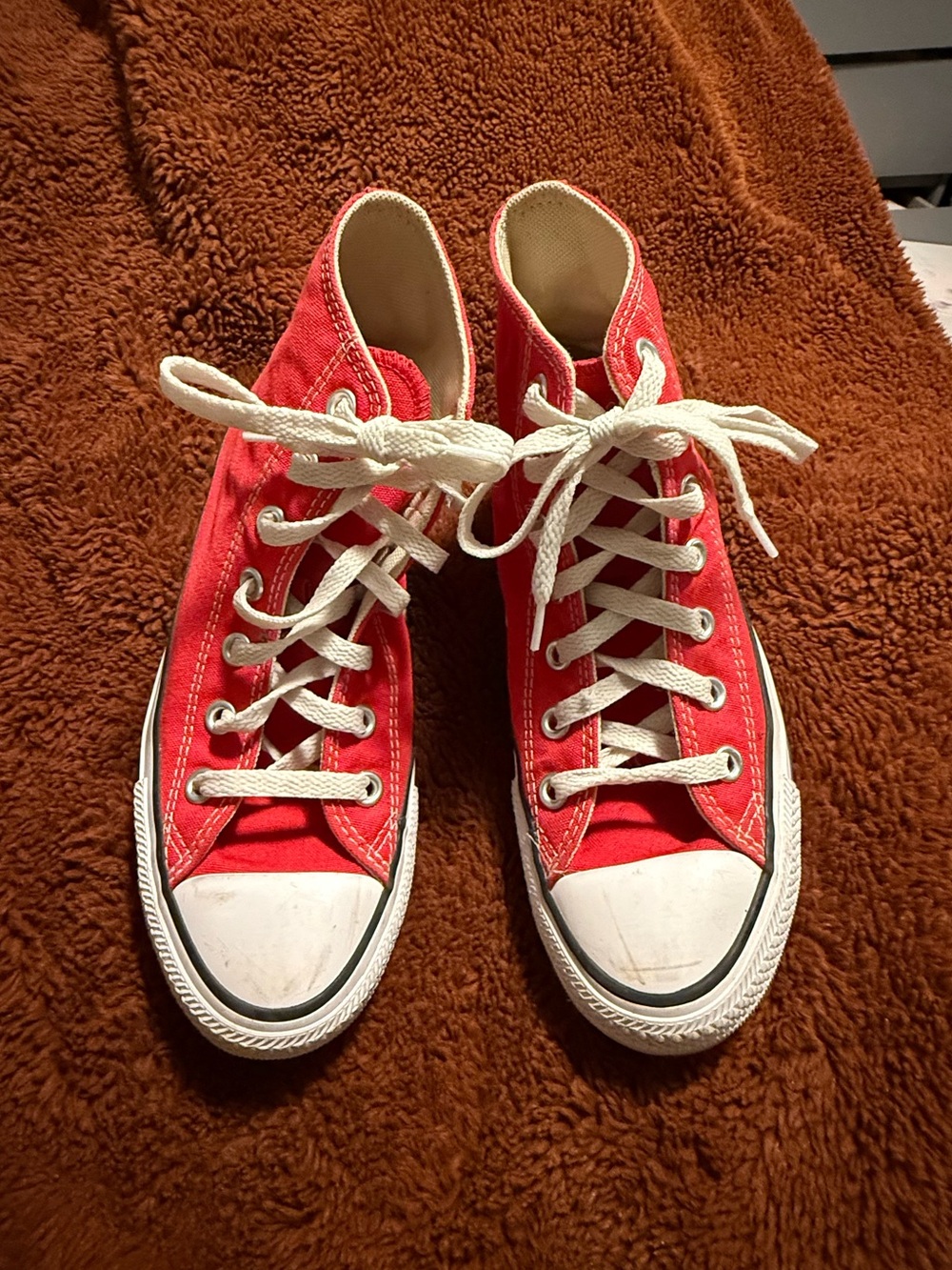 Converse Red High-Top Canvas Sneakers with White Trim
